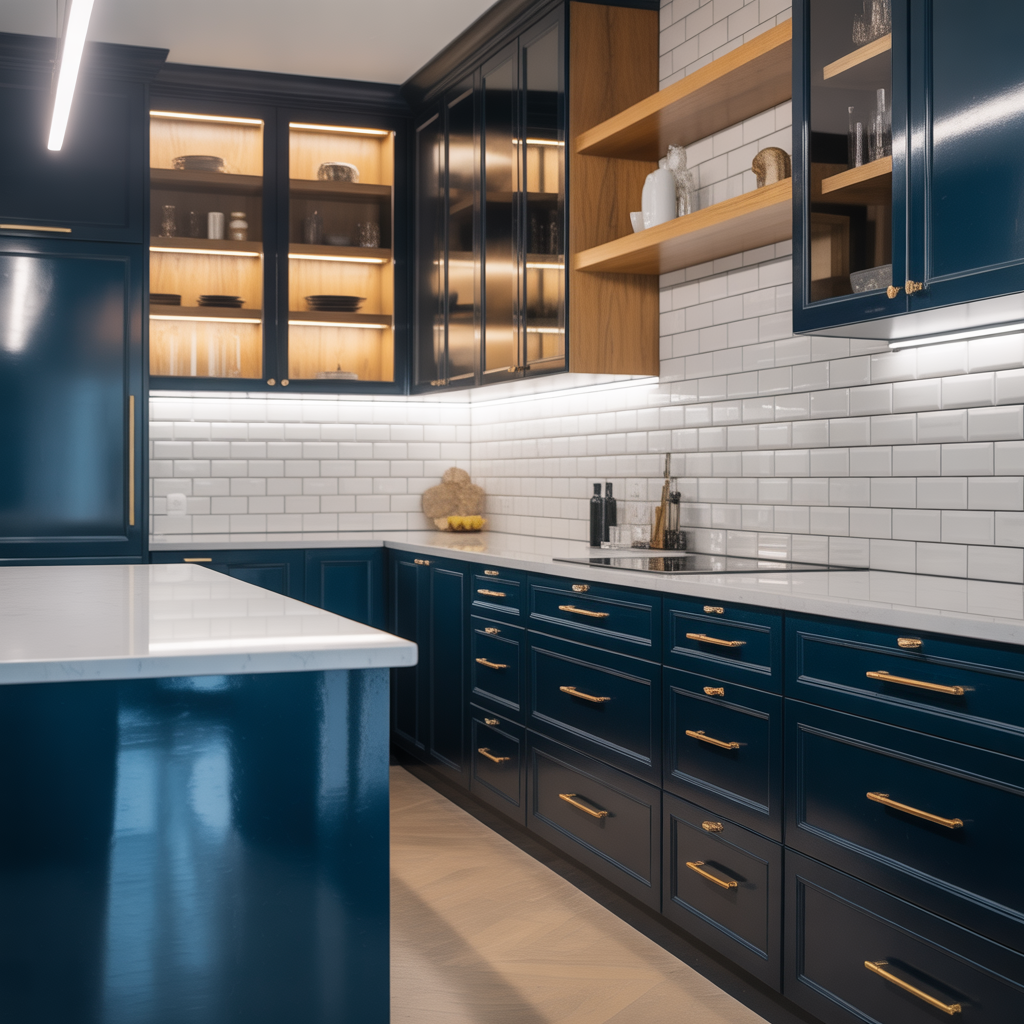 modern navy kitchen cabinet ideas