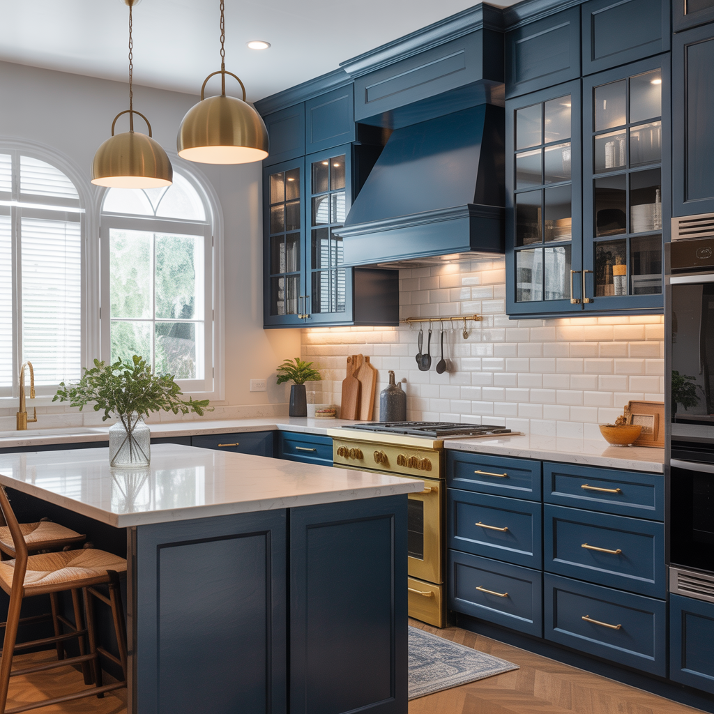 modern navy kitchen cabinet ideas
