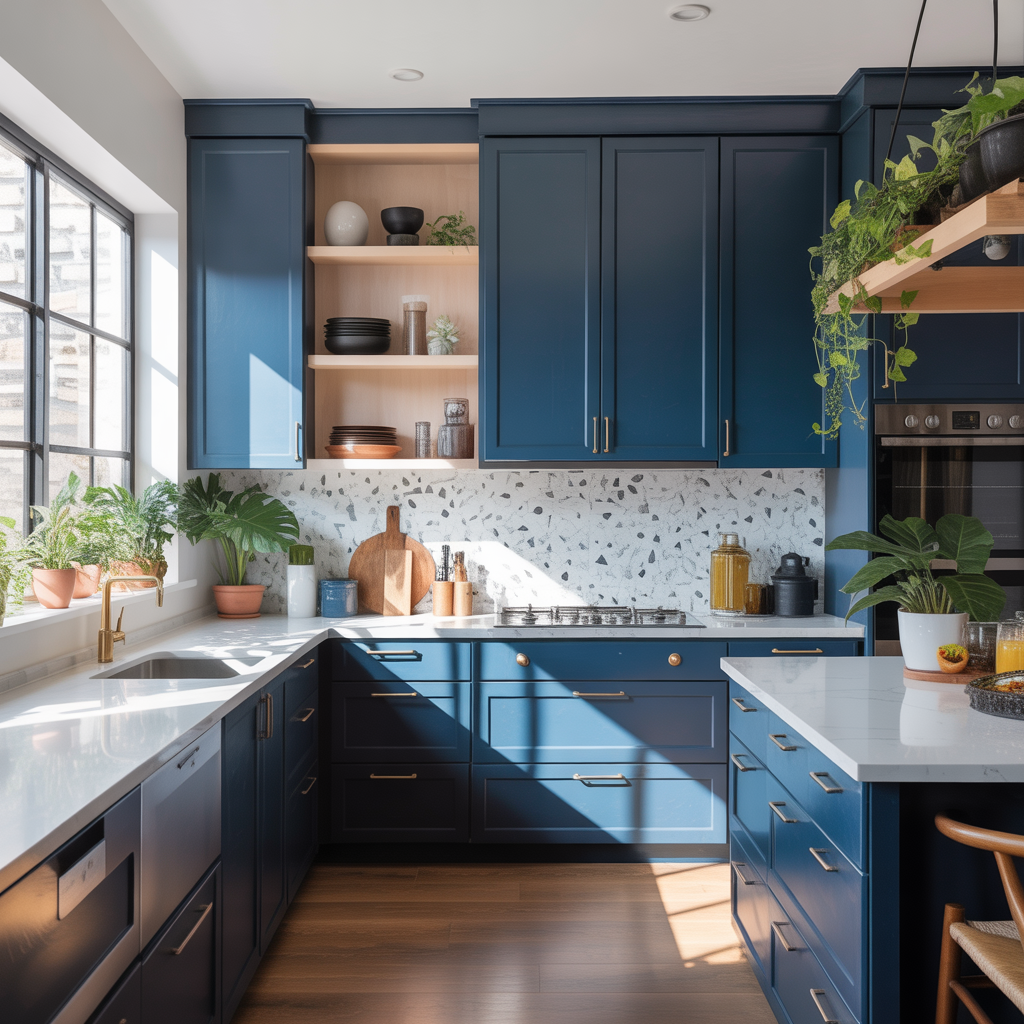 modern navy kitchen cabinet ideas