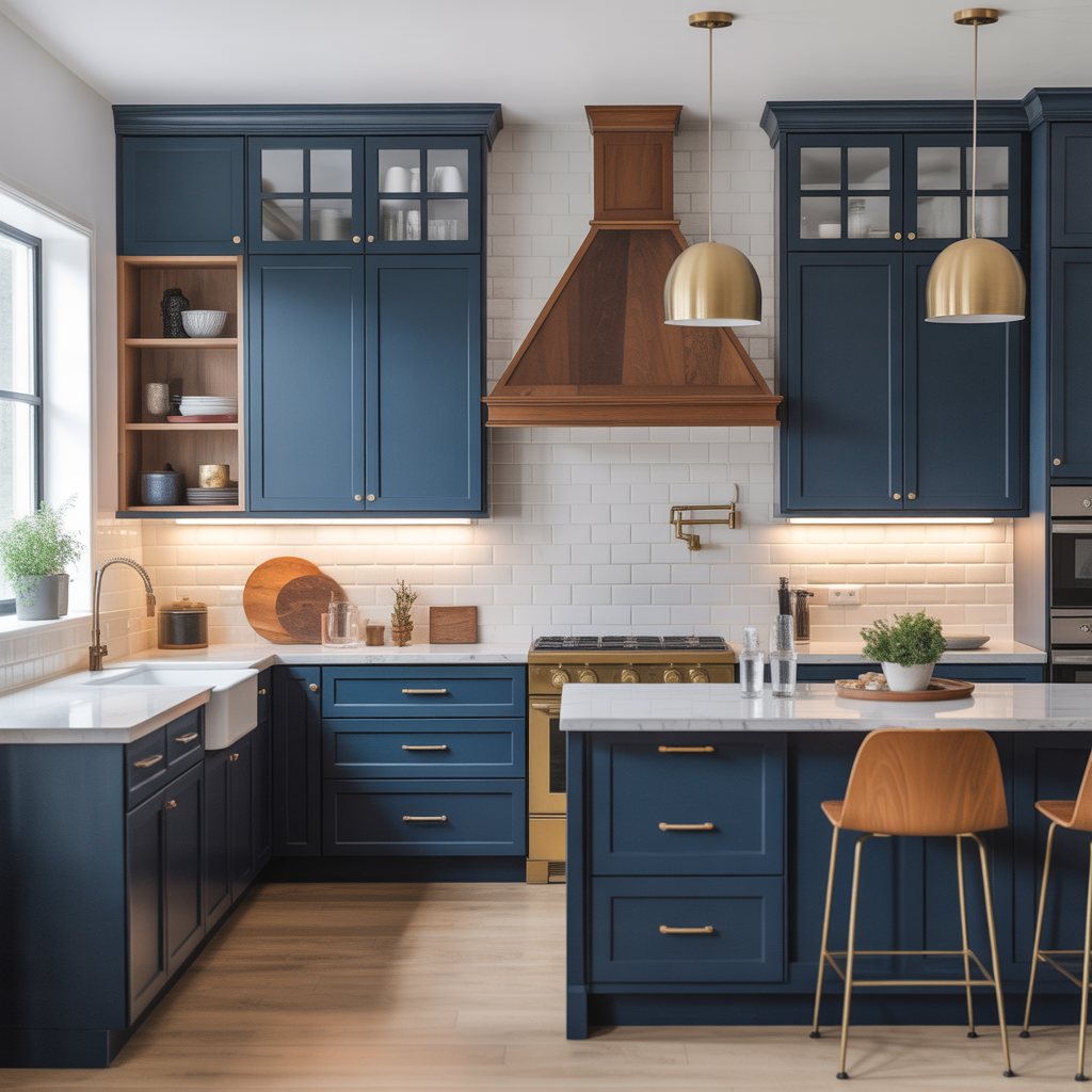 modern navy kitchen cabinet ideas