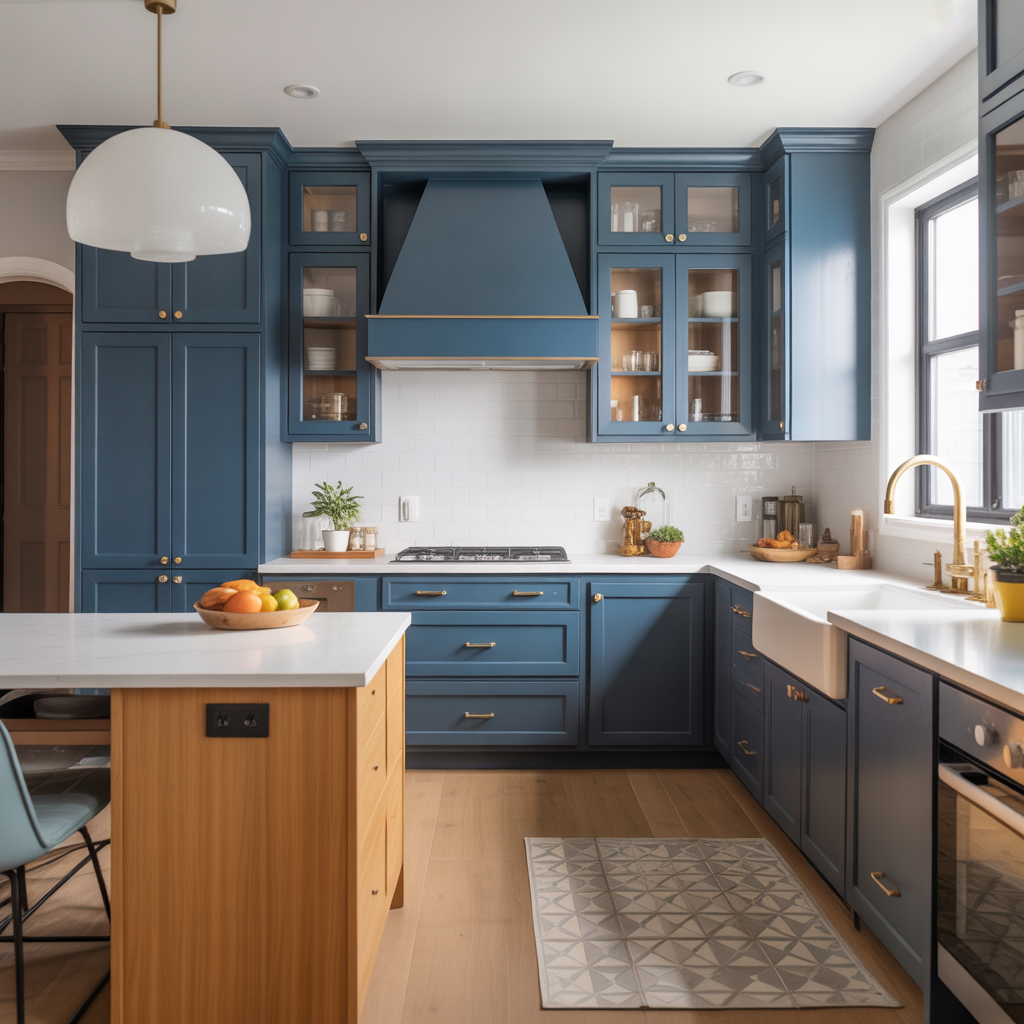 modern navy kitchen cabinet ideas