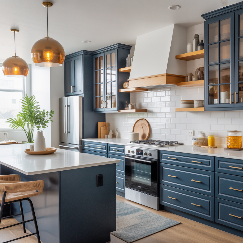 modern navy kitchen cabinet ideas