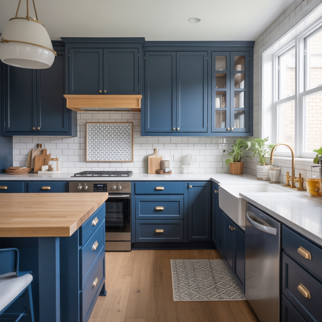 modern navy kitchen cabinet ideas