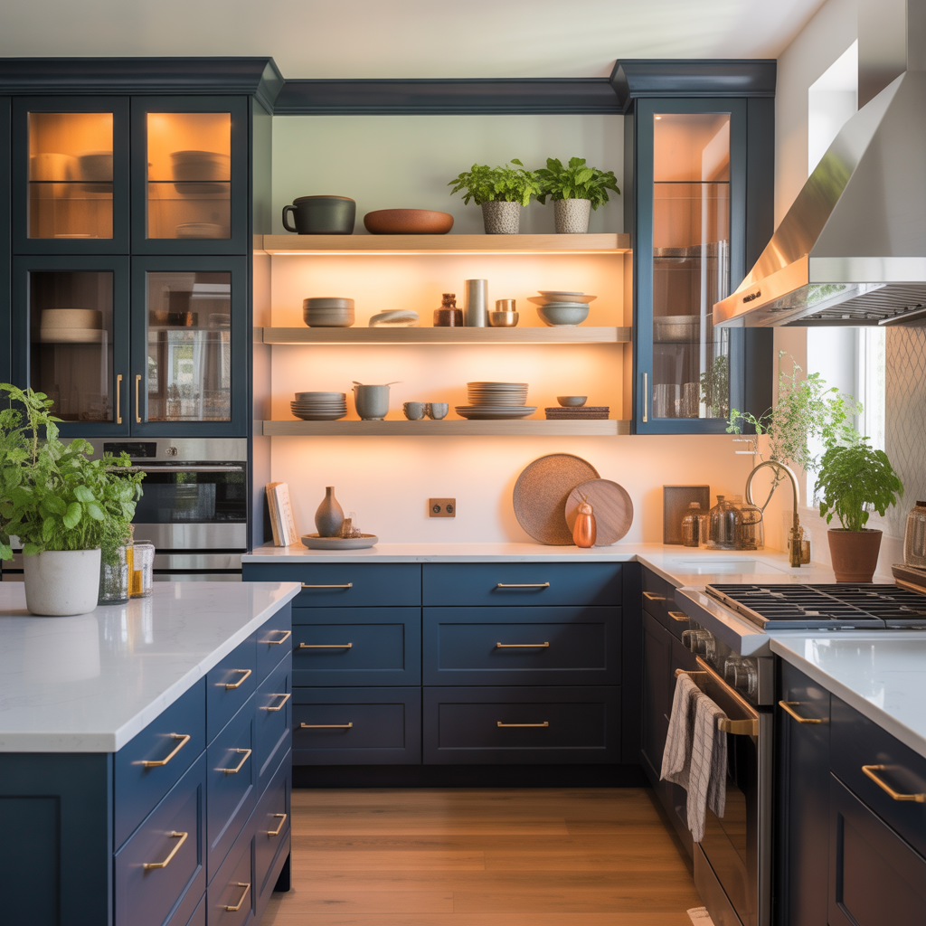 modern navy kitchen cabinet ideas