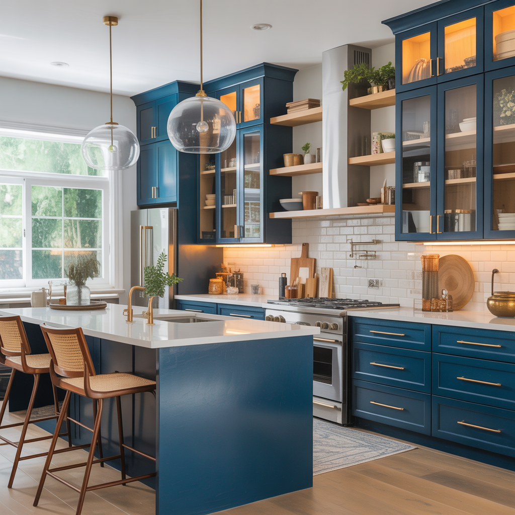 modern navy kitchen cabinet ideas