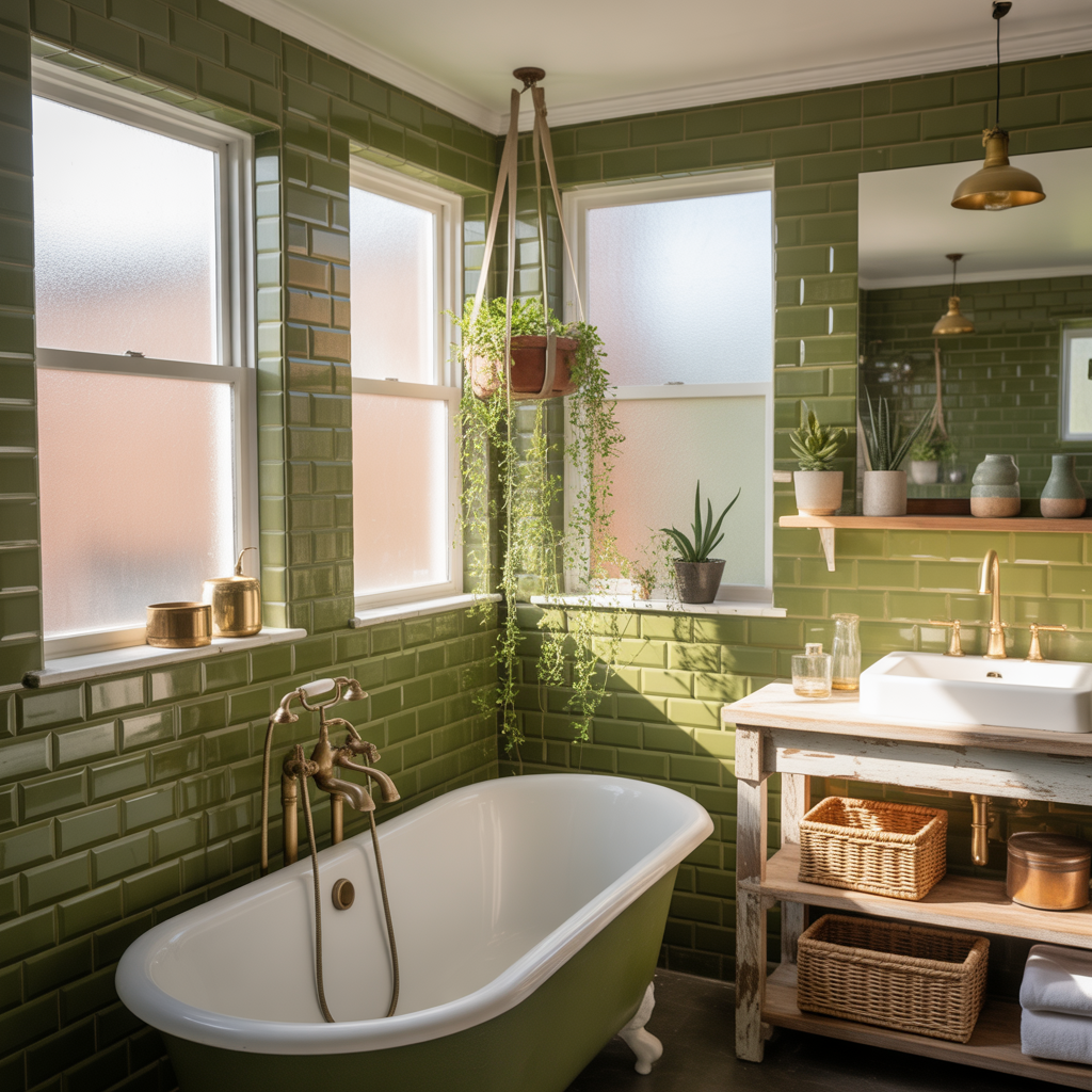 Olive Green Bathroom