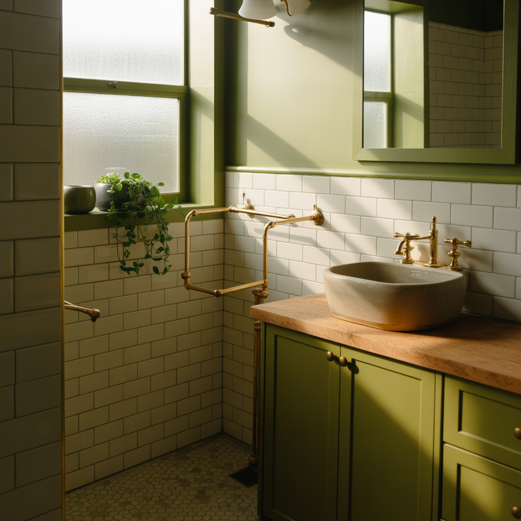 Olive Green Bathroom