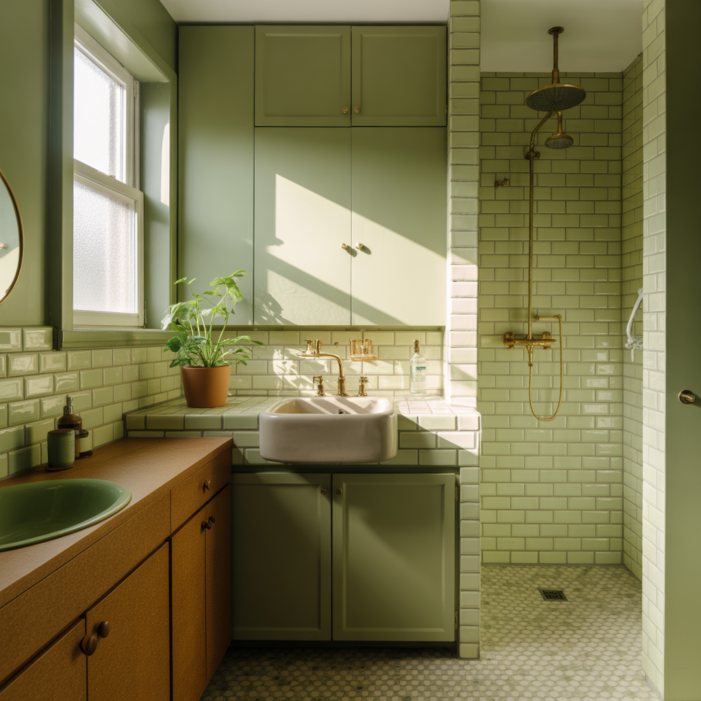 Olive Green Bathroom