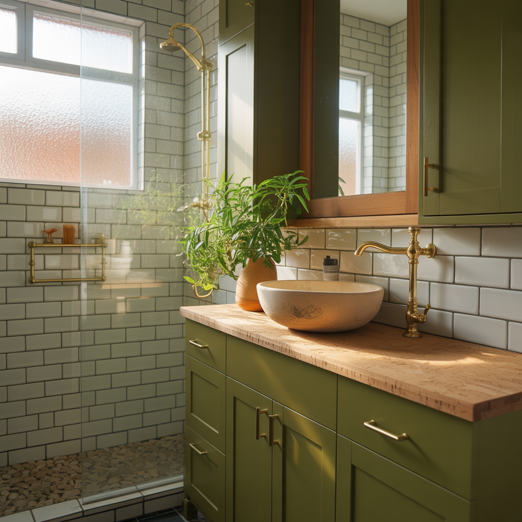 Olive Green Bathroom