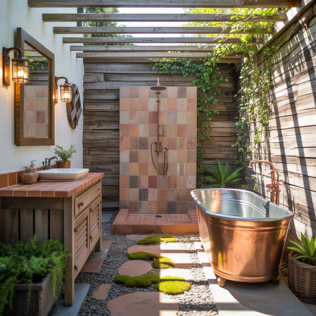 outdoor rustic bathroom inspirations