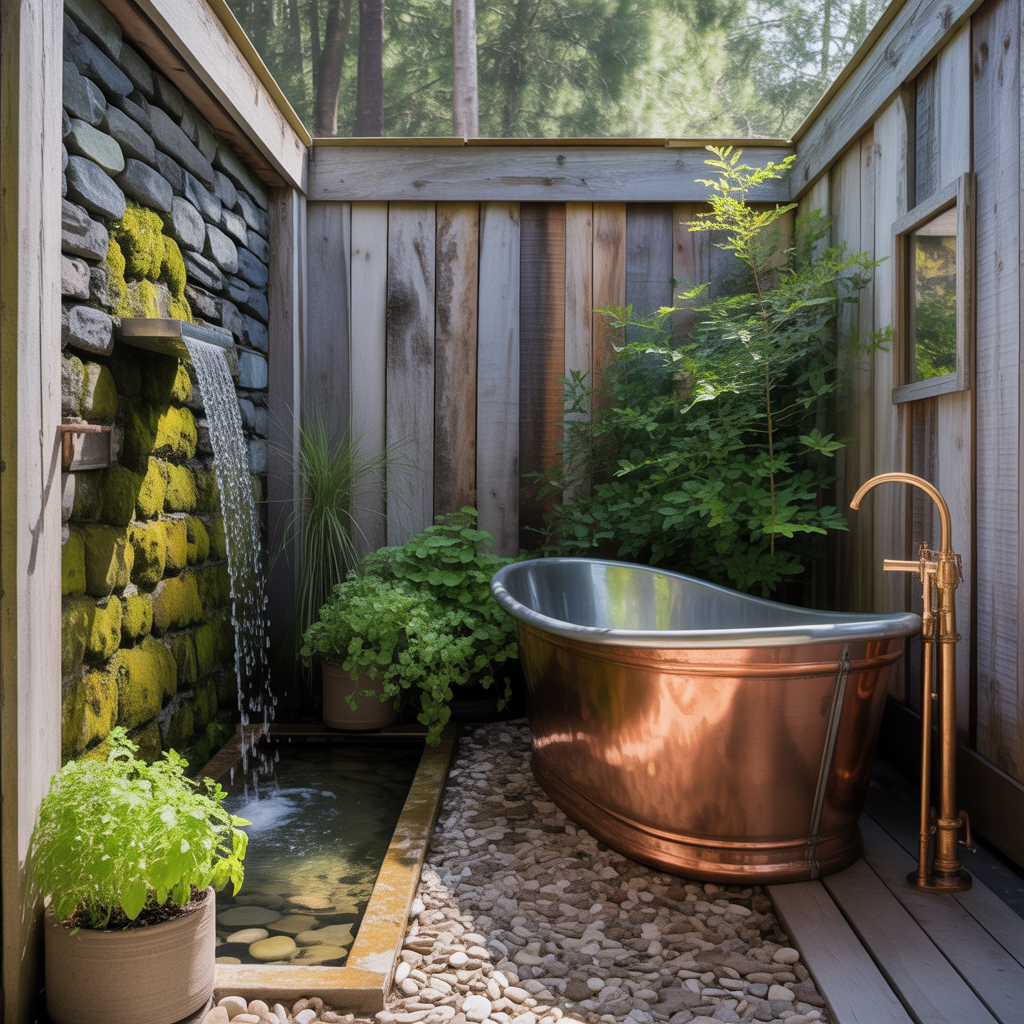 outdoor rustic bathroom inspirations
