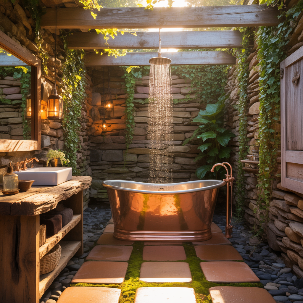 outdoor rustic bathroom inspirations