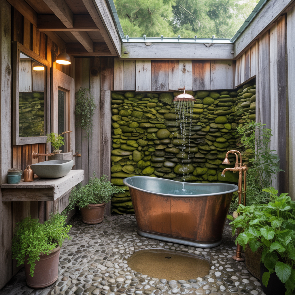 outdoor rustic bathroom inspirations