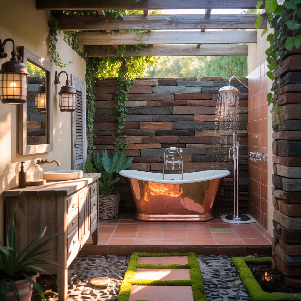 outdoor rustic bathroom inspirations