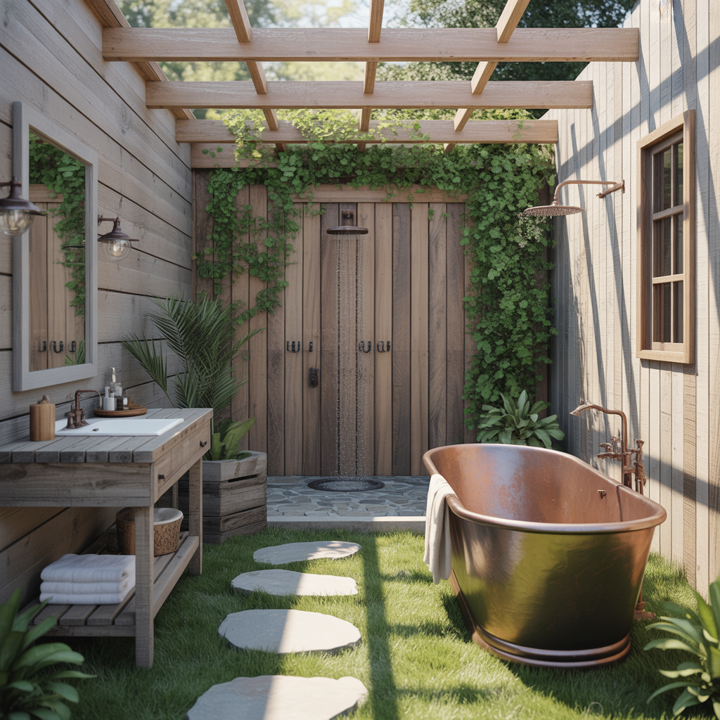 outdoor rustic bathroom inspirations