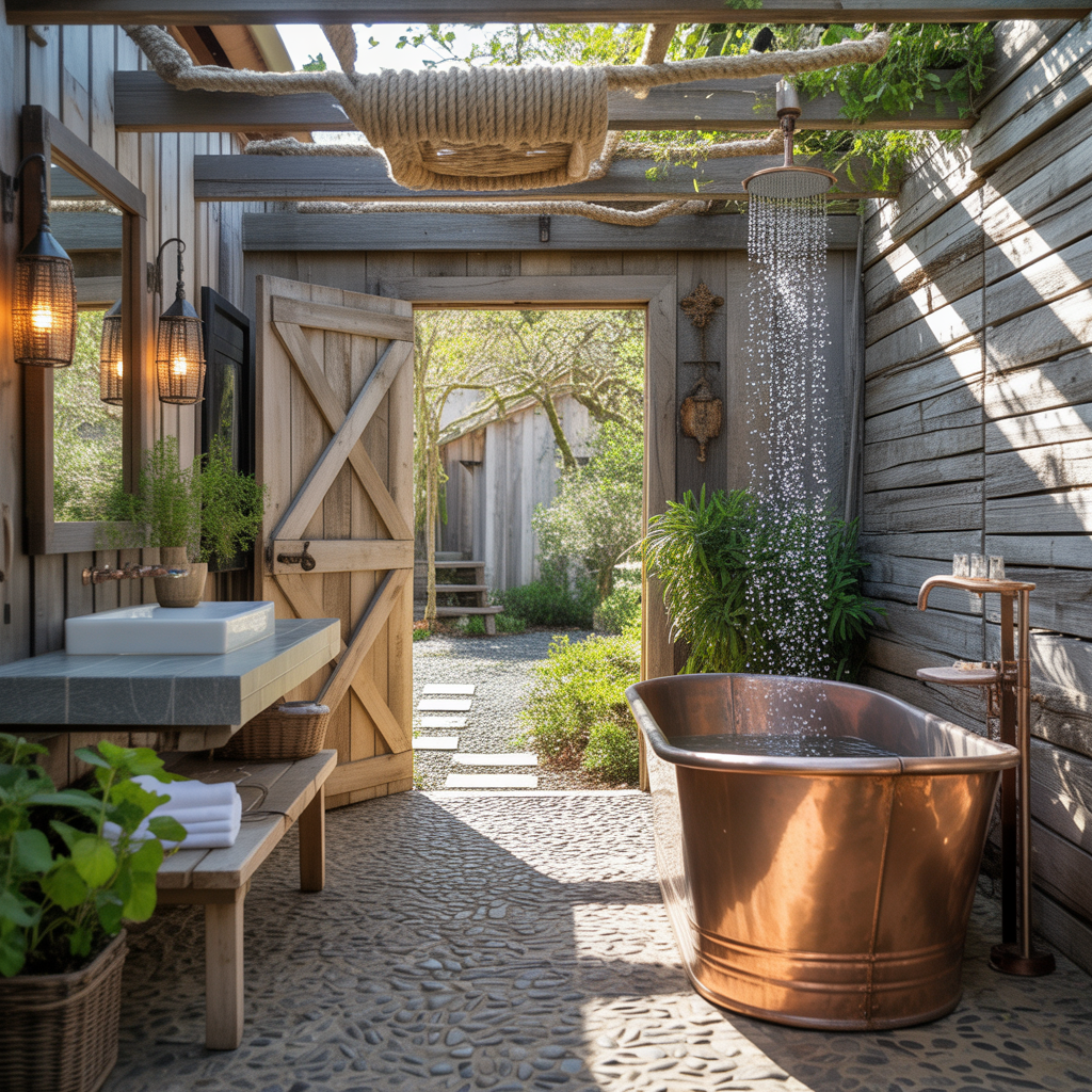 outdoor rustic bathroom inspirations