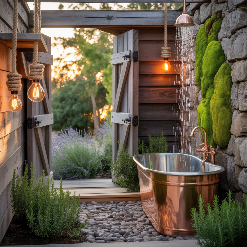 outdoor rustic bathroom inspirations