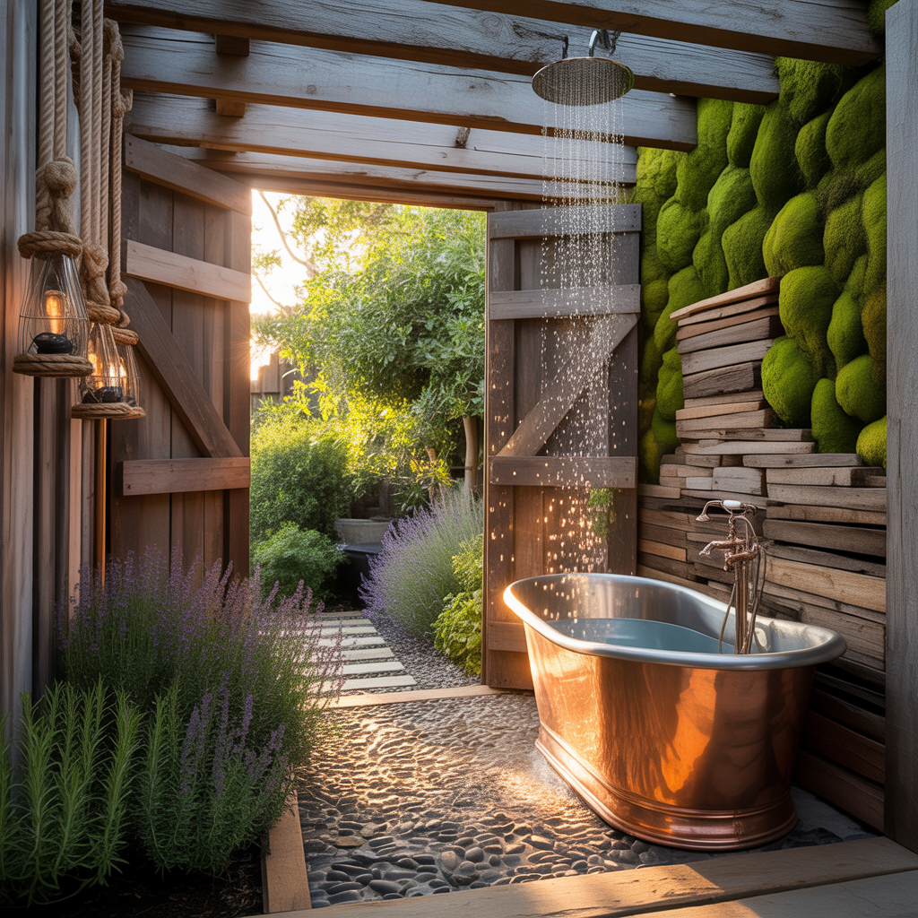 outdoor rustic bathroom inspirations