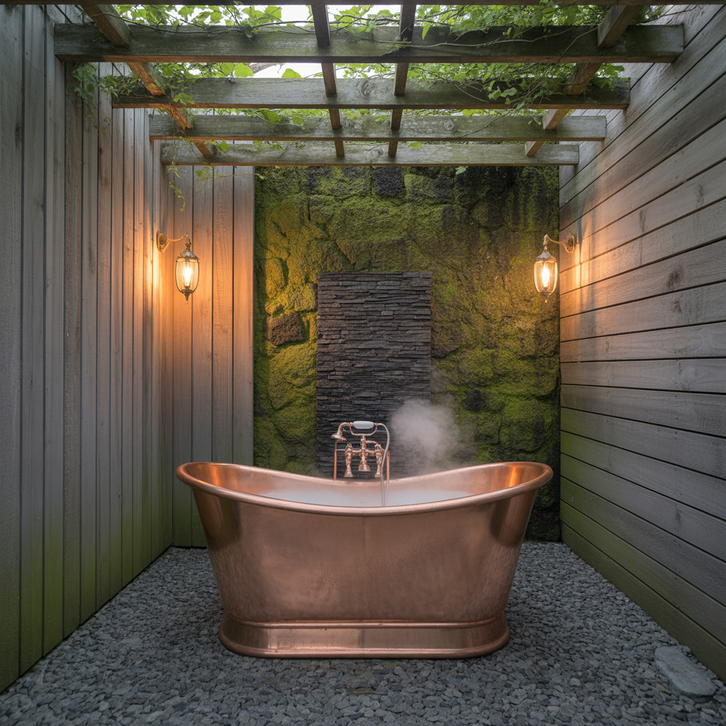 outdoor rustic bathroom inspirations