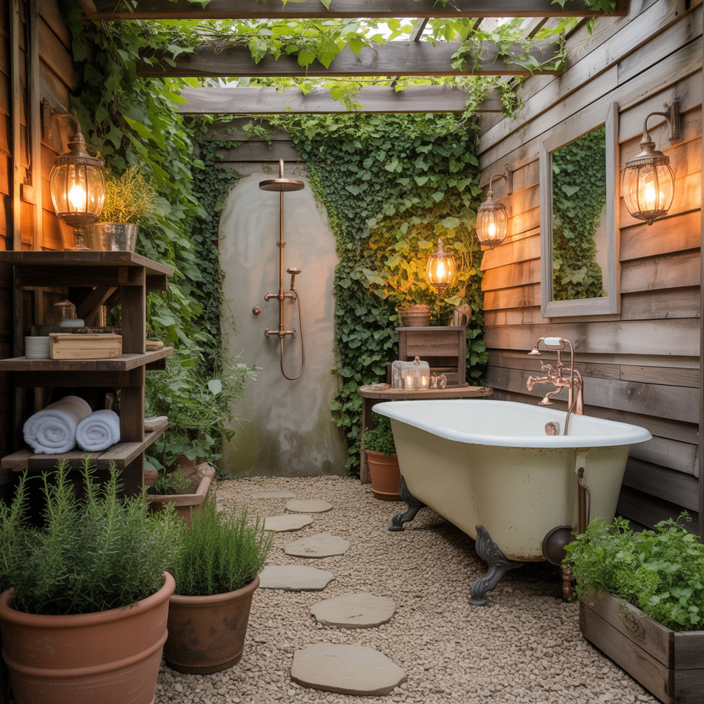 outdoor rustic bathroom inspirations