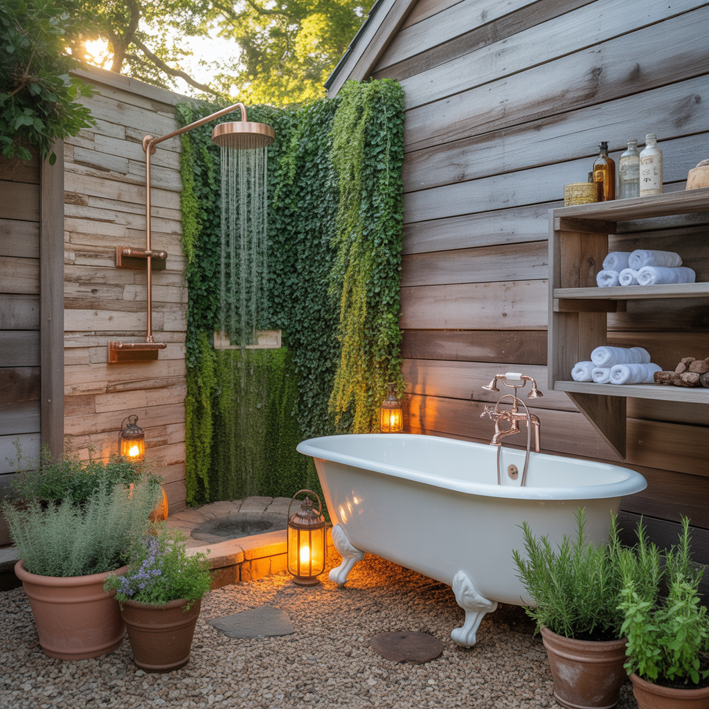 outdoor rustic bathroom inspirations