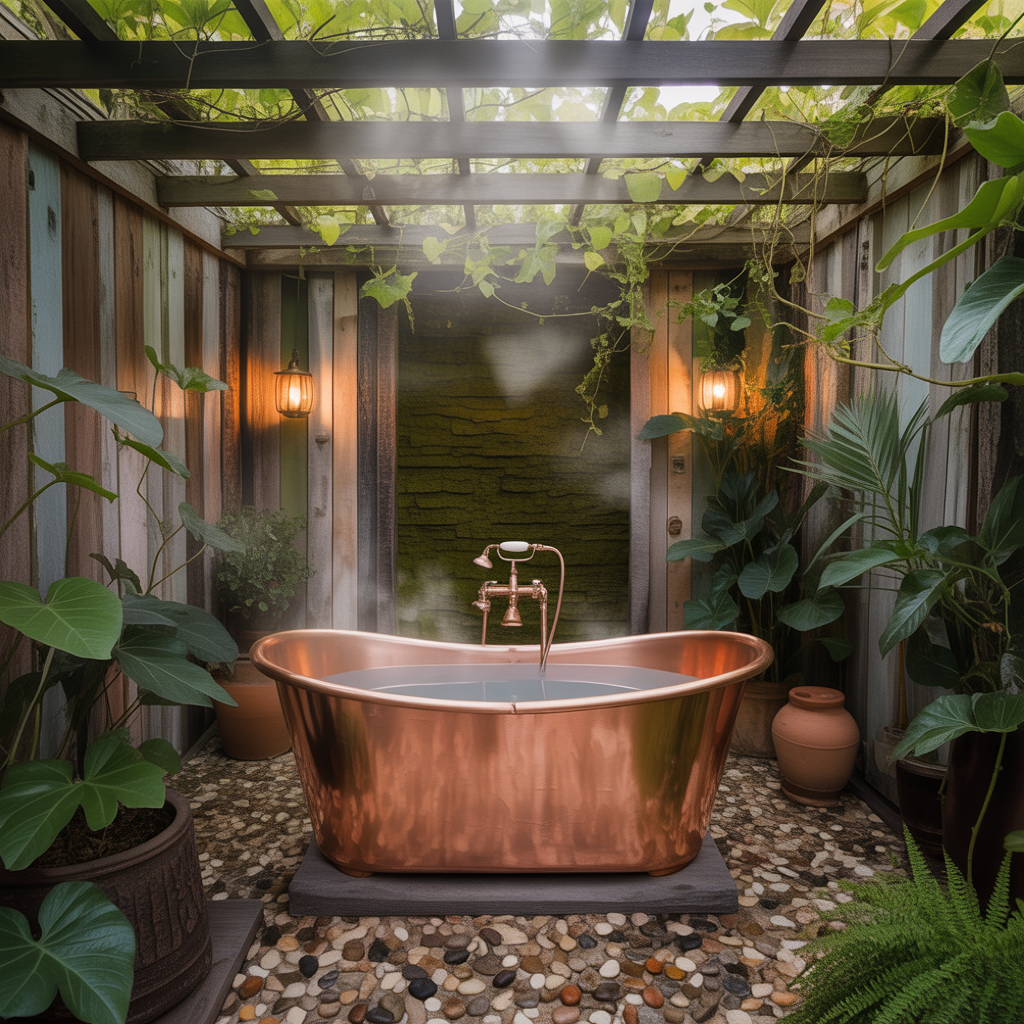 outdoor rustic bathroom inspirations
