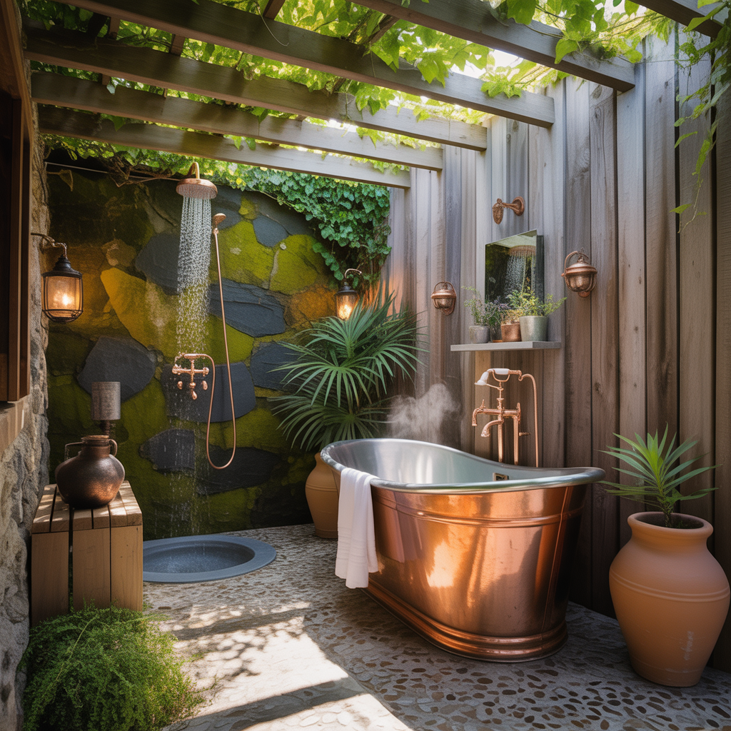 outdoor rustic bathroom inspirations