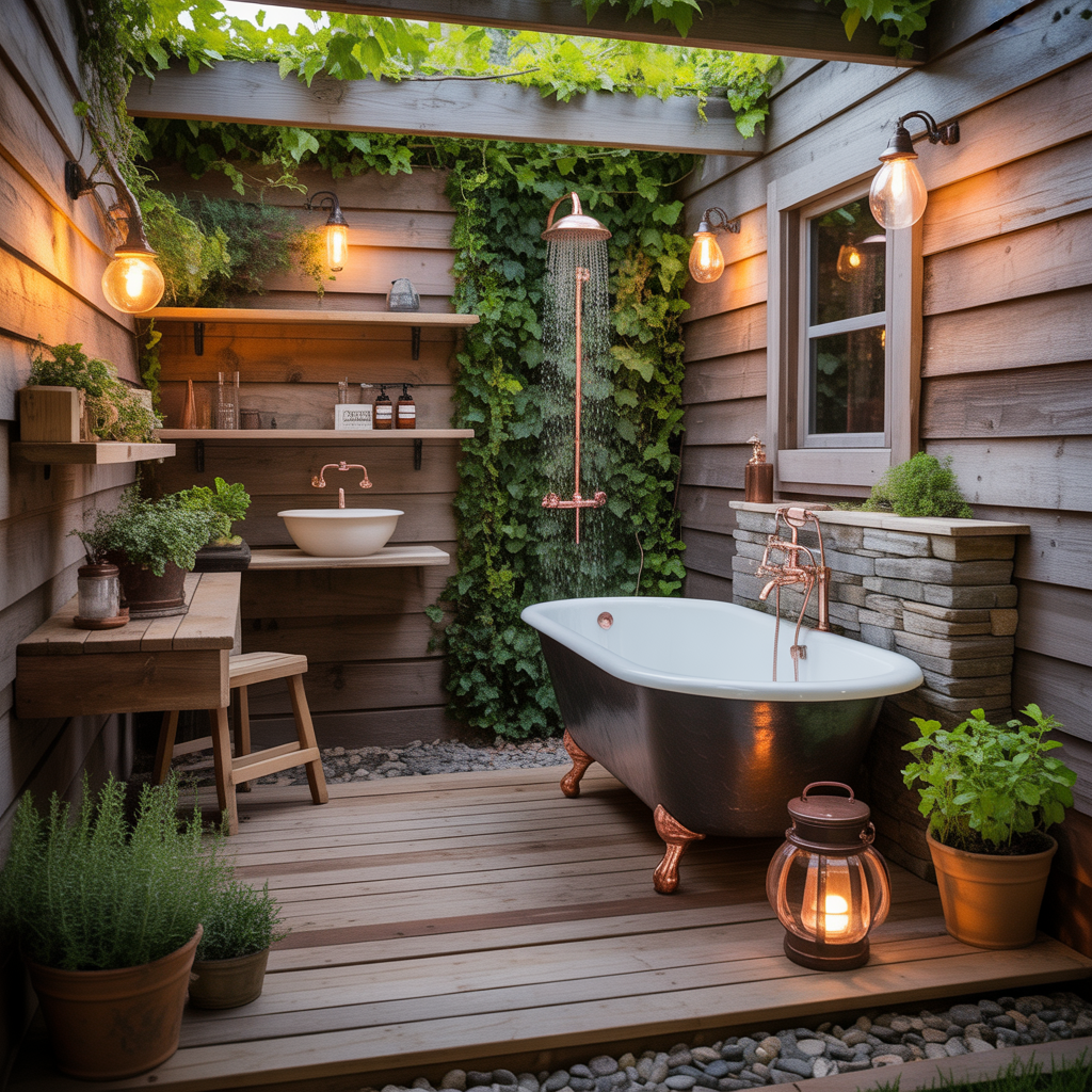 outdoor rustic bathroom inspirations