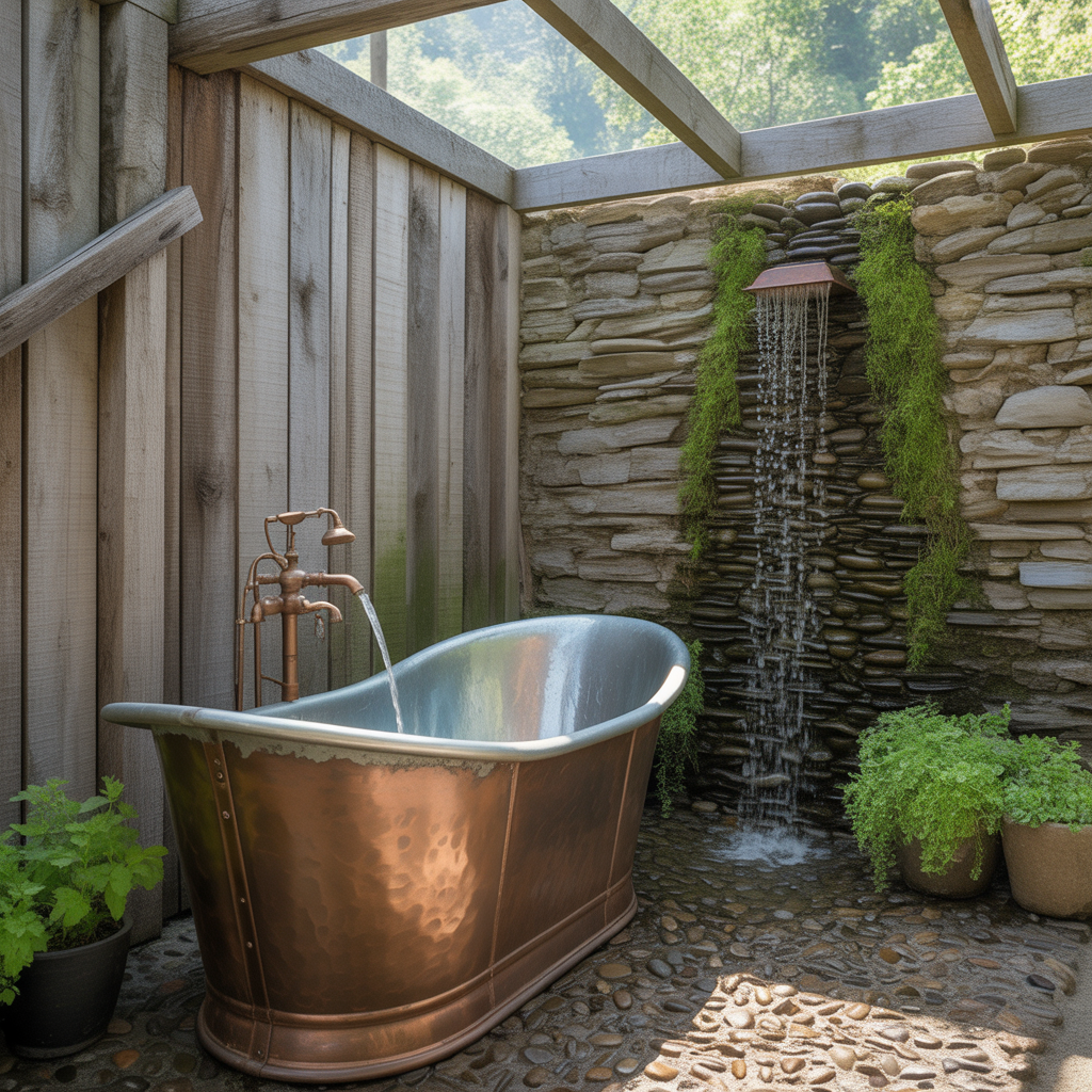 outdoor rustic bathroom inspirations