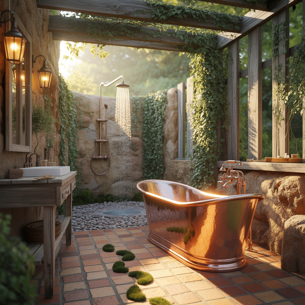 outdoor rustic bathroom inspirations