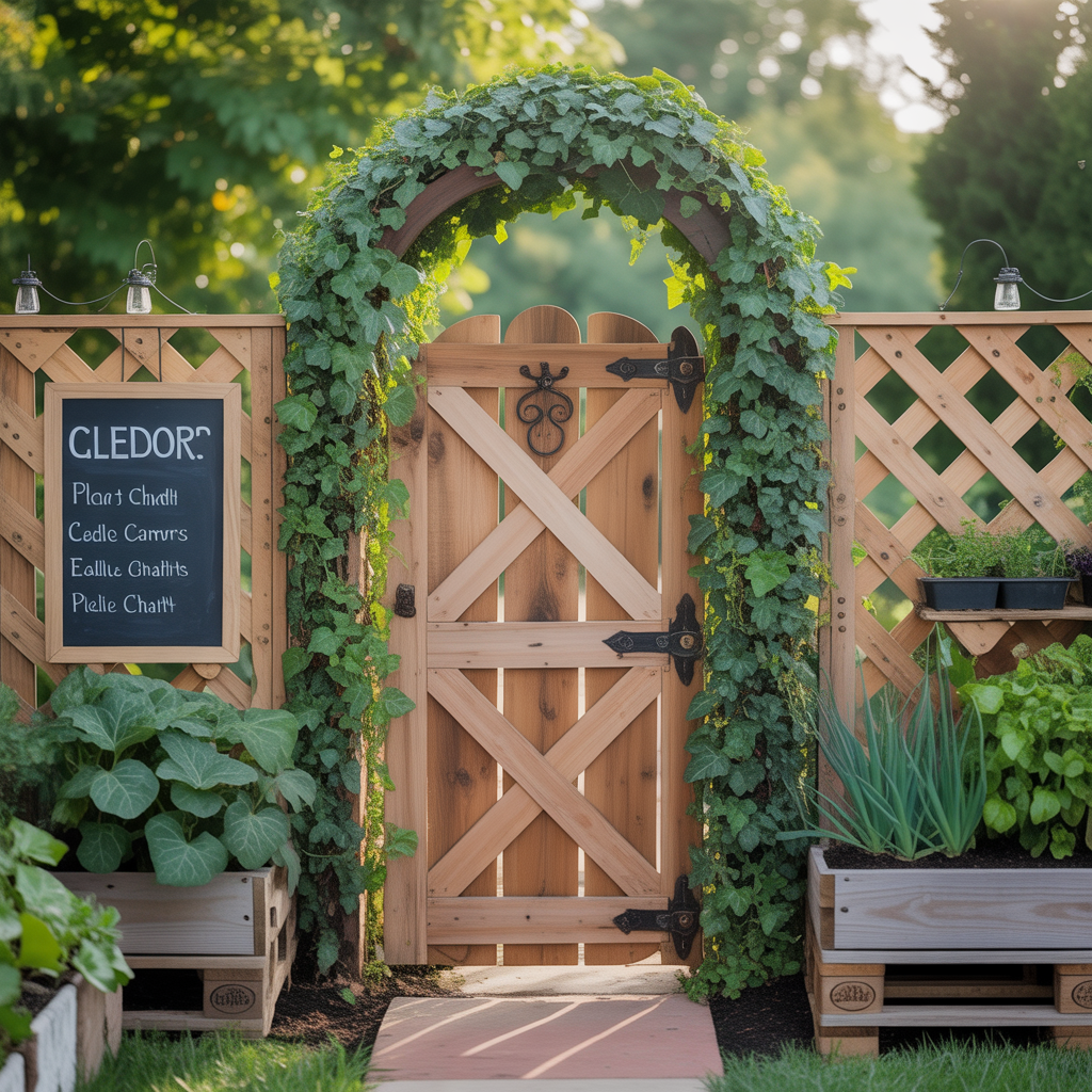 outdoor vegetable garden gate themes