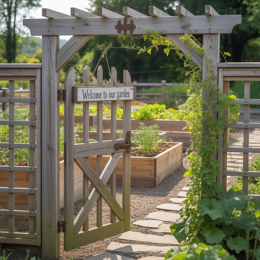 outdoor vegetable garden gate themes