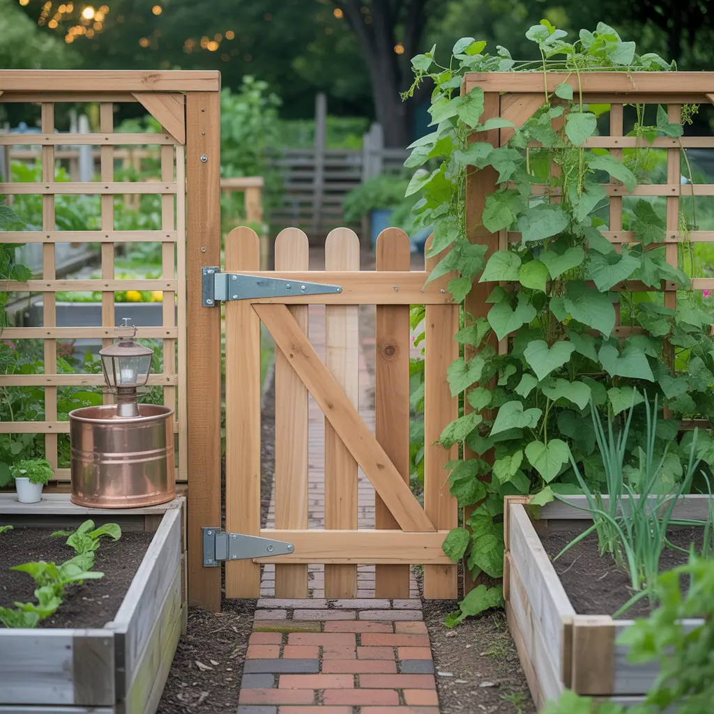 outdoor vegetable garden gate themes