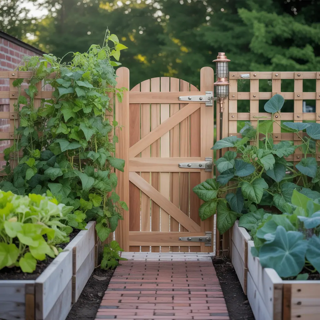 outdoor vegetable garden gate themes