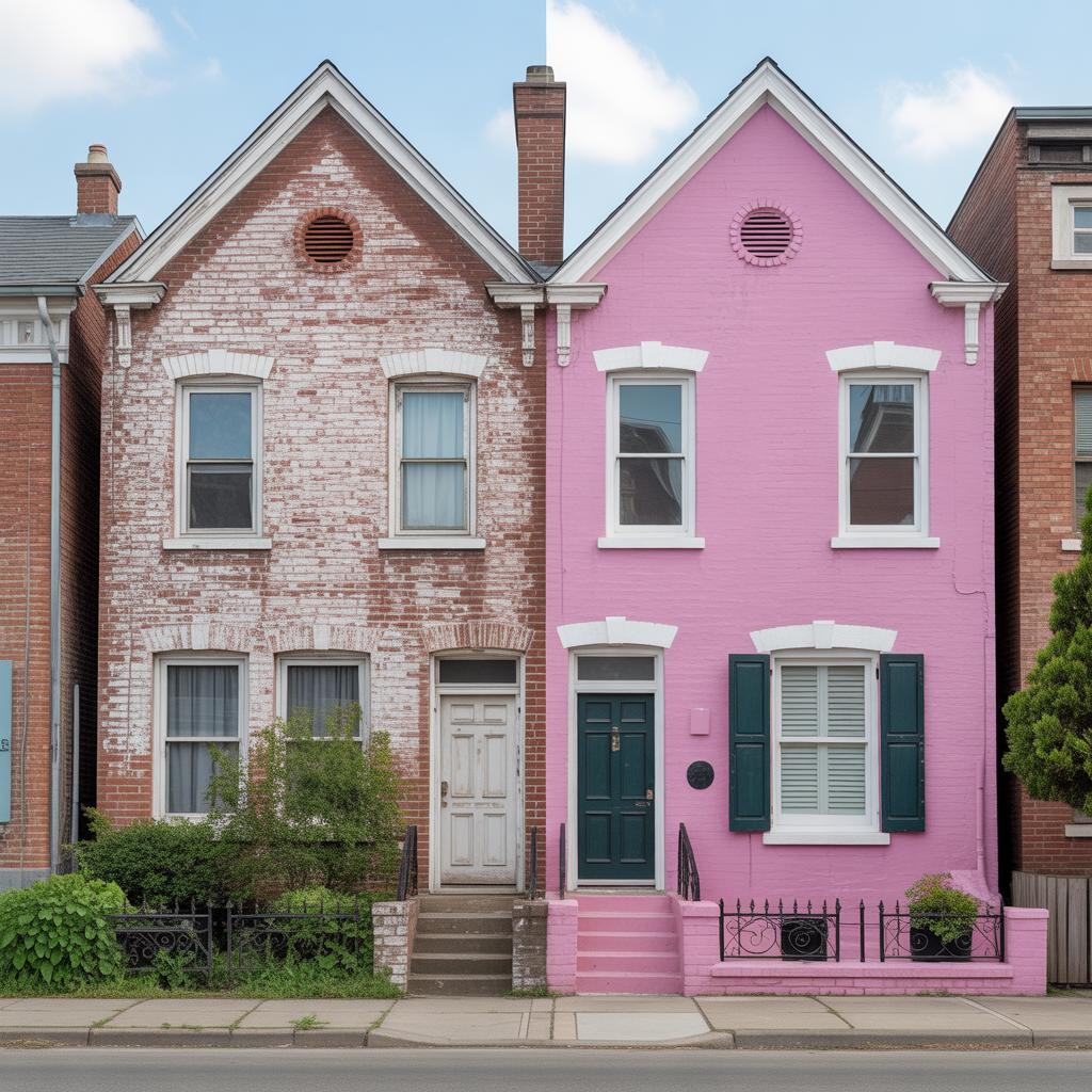 painted brick houses before and after ideas