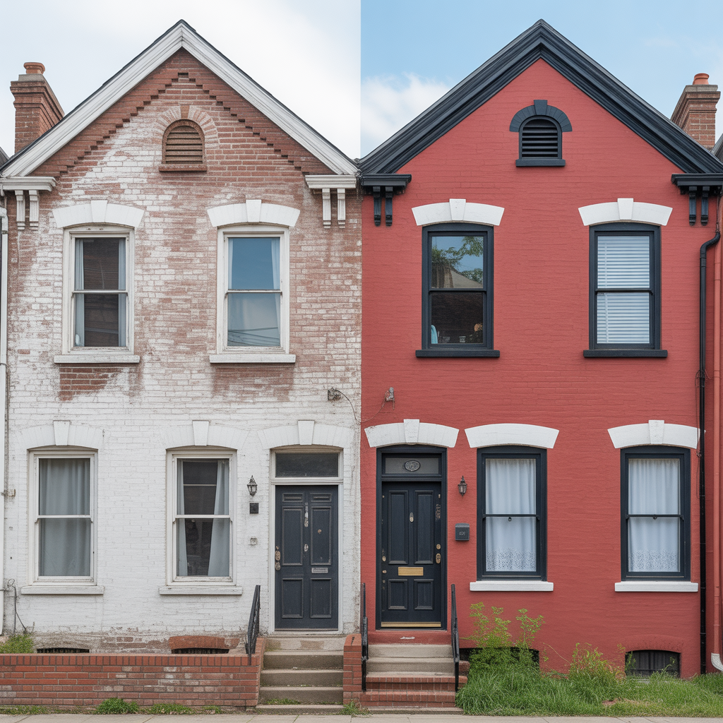 painted brick houses before and after ideas