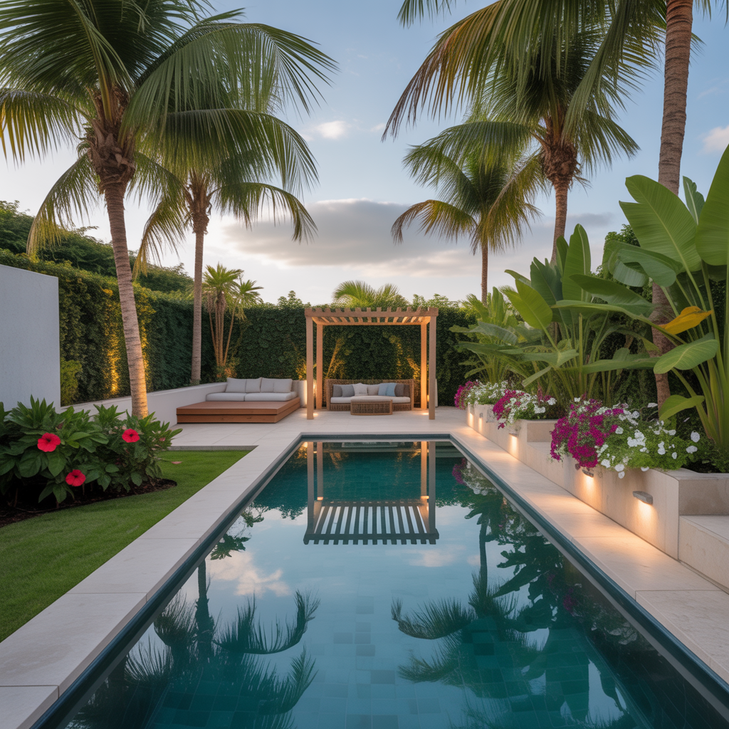 palm trees backyard pool ideas