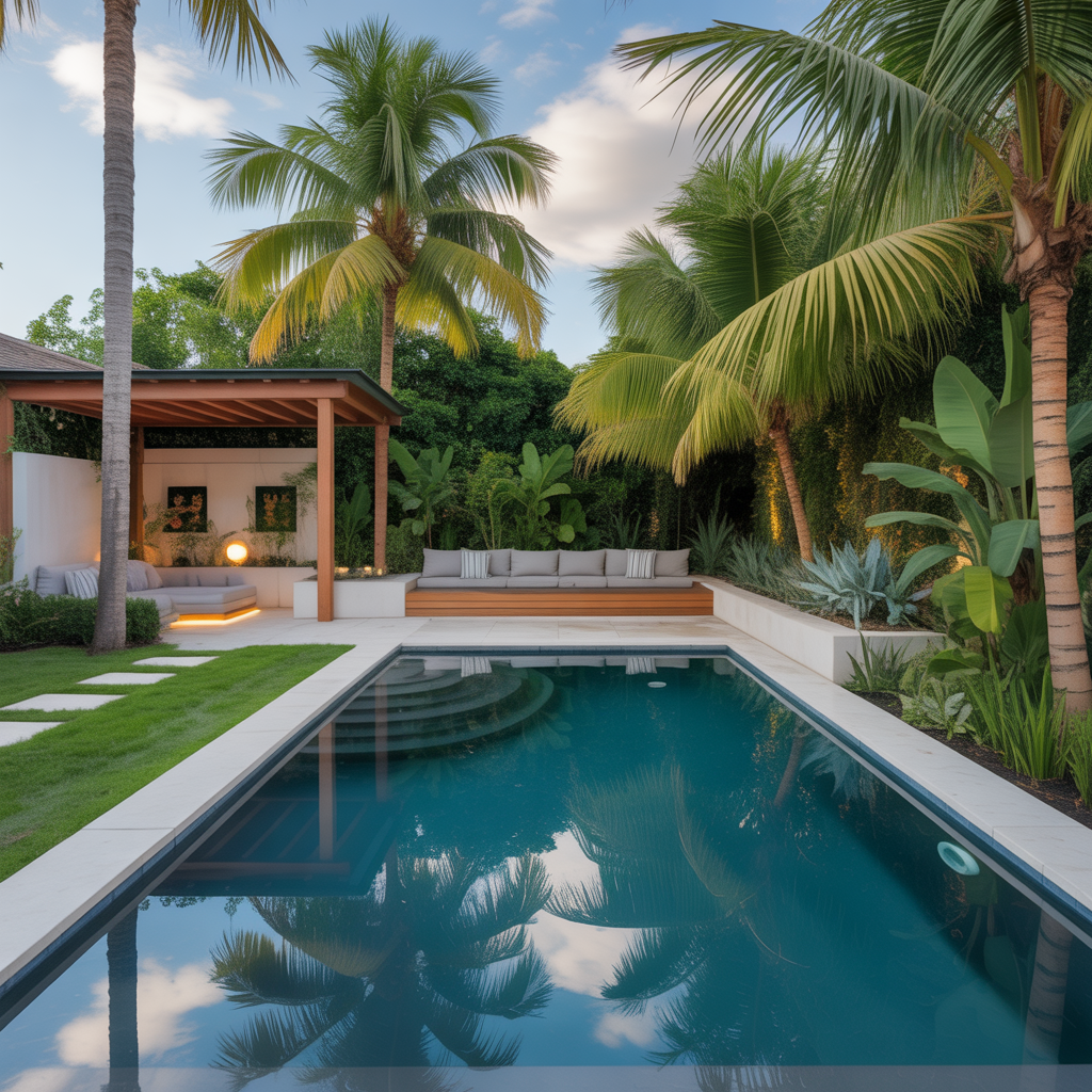 palm trees backyard pool ideas