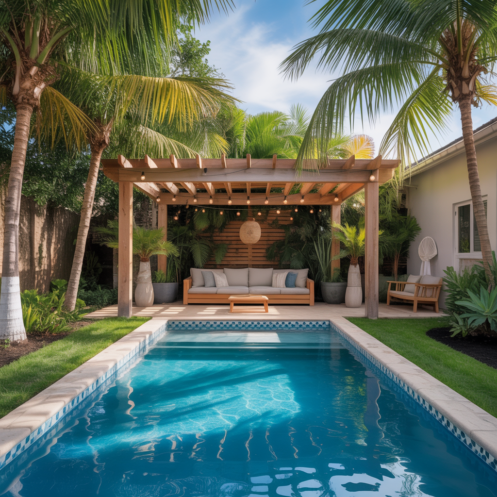 palm trees backyard pool ideas