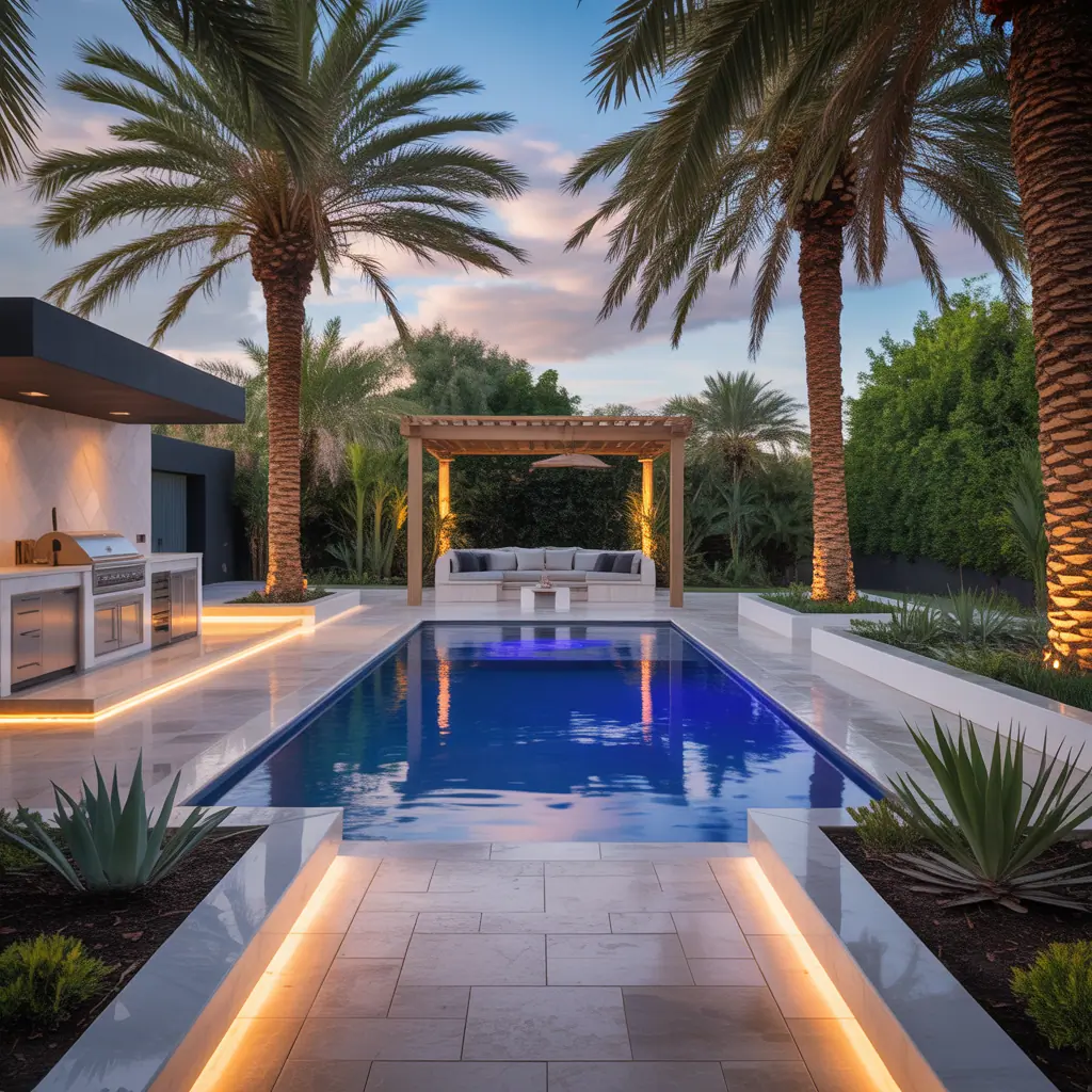 palm trees backyard pool ideas