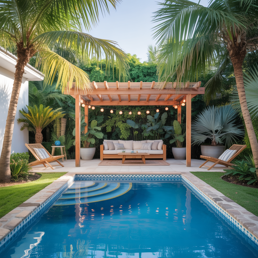 palm trees backyard pool ideas