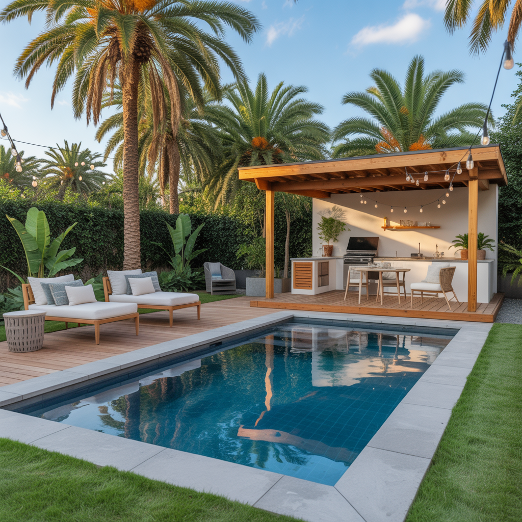 palm trees backyard pool ideas