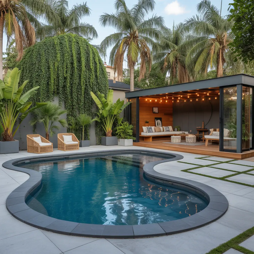 palm trees backyard pool ideas