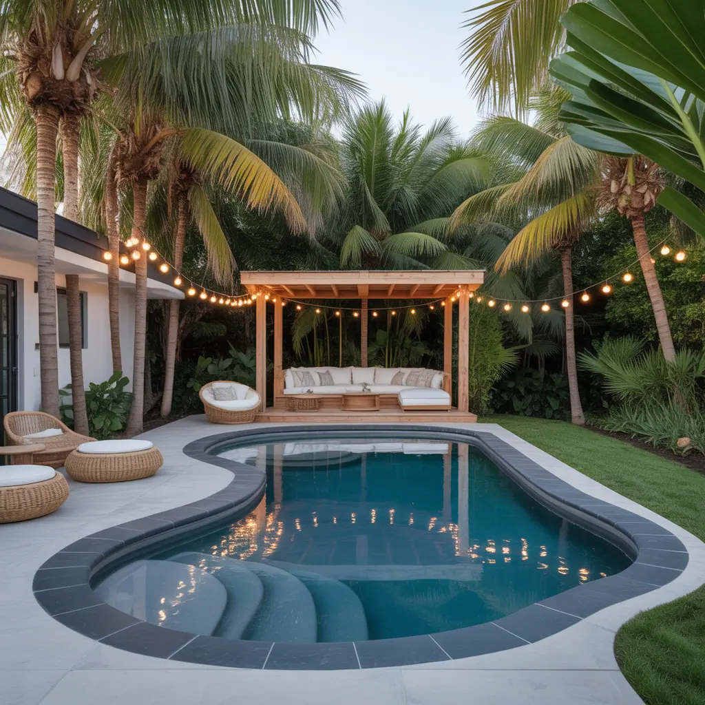 palm trees backyard pool ideas