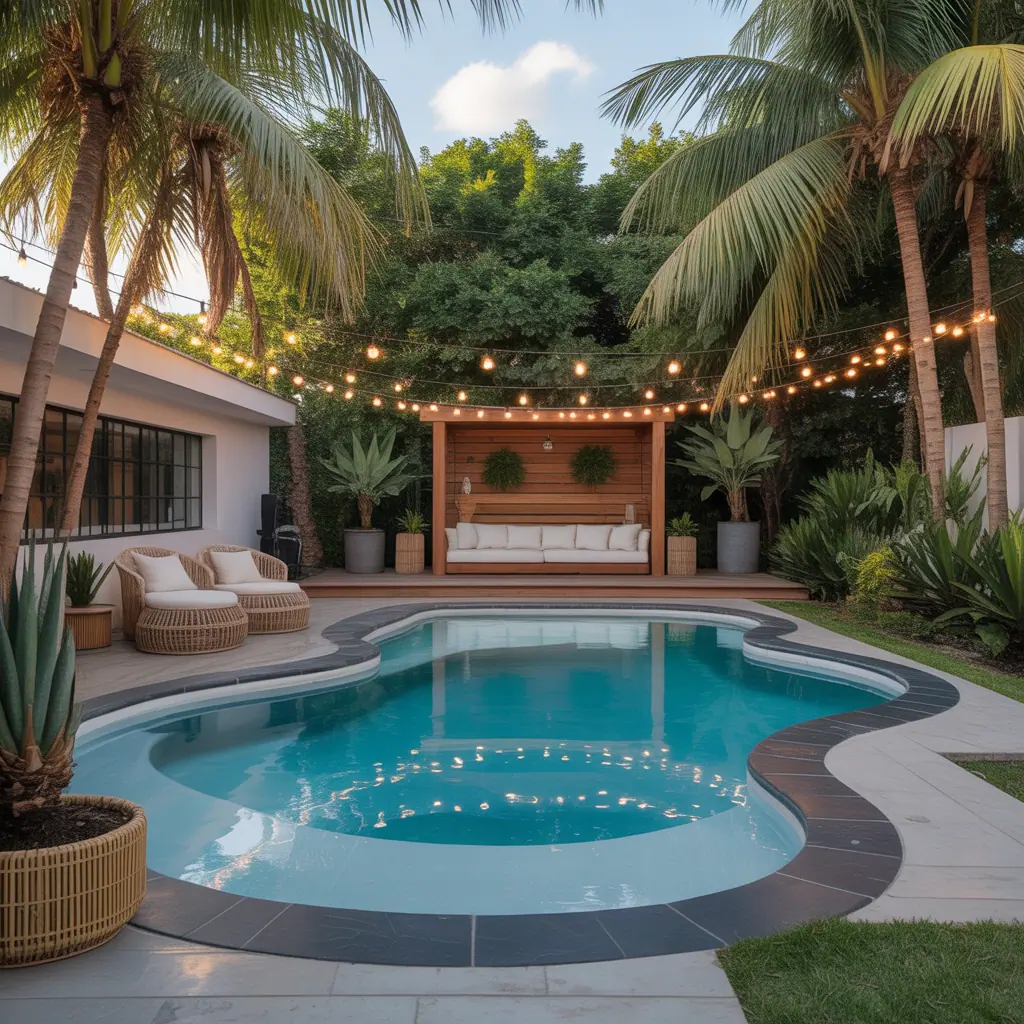 palm trees backyard pool ideas