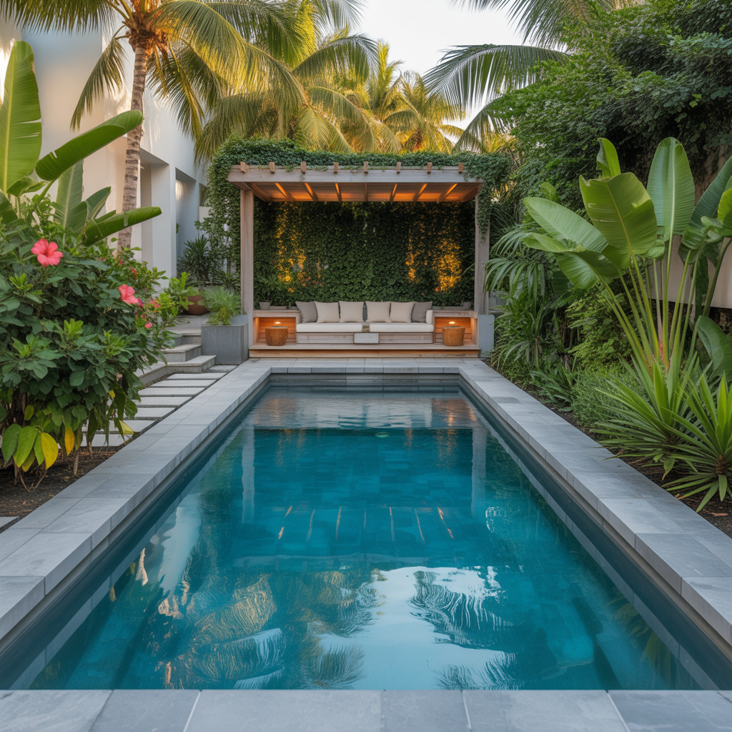 palm trees backyard pool ideas