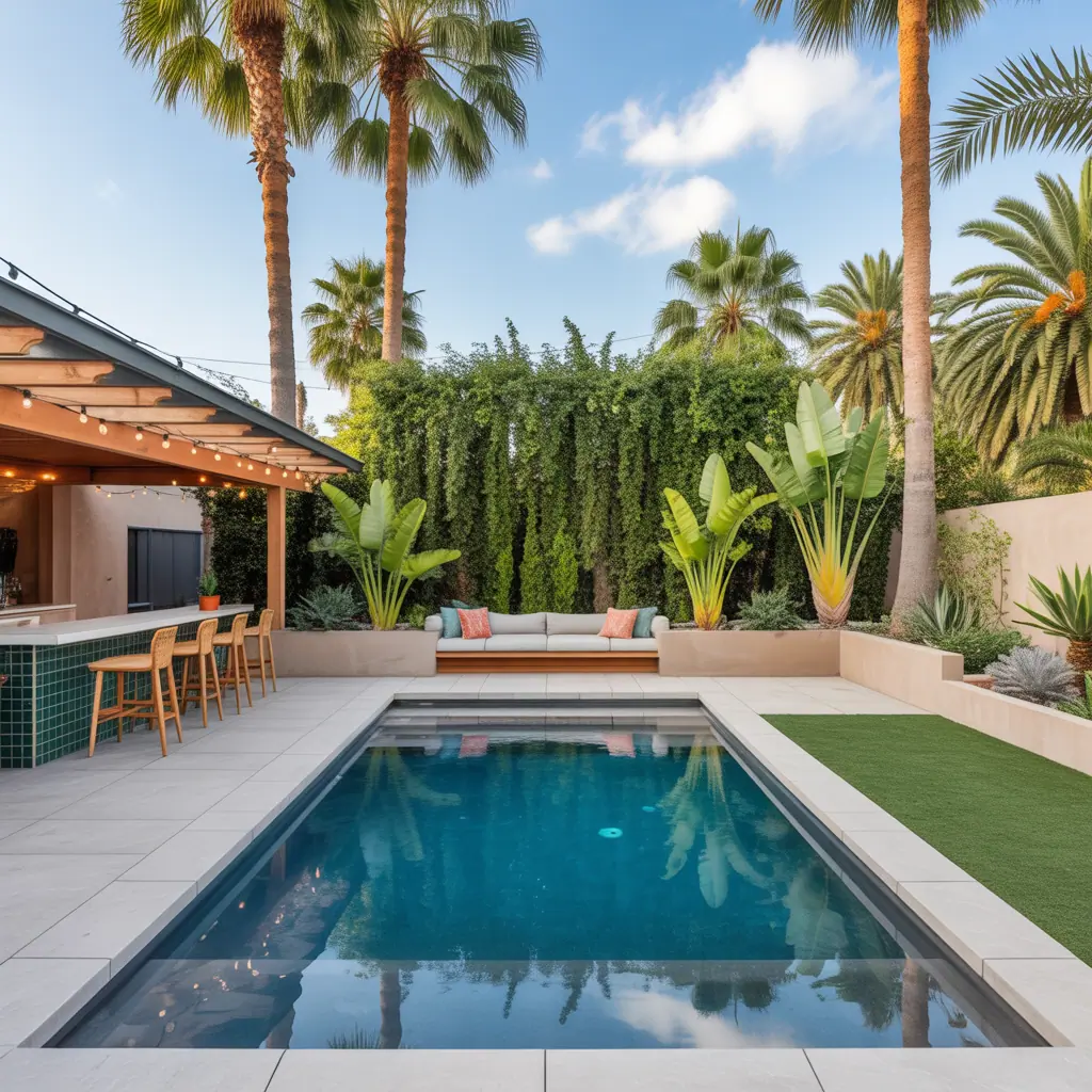 palm trees backyard pool ideas