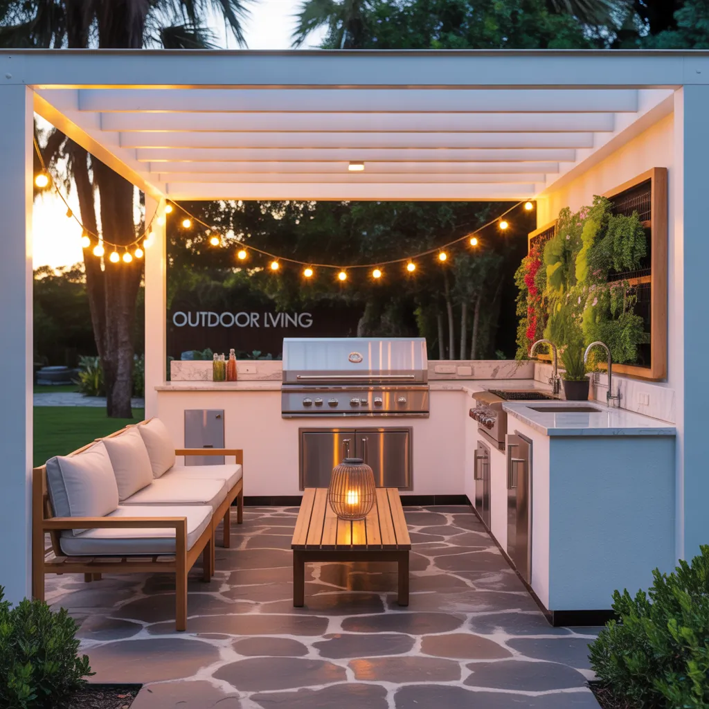 pergola ideas modern outdoor kitchen