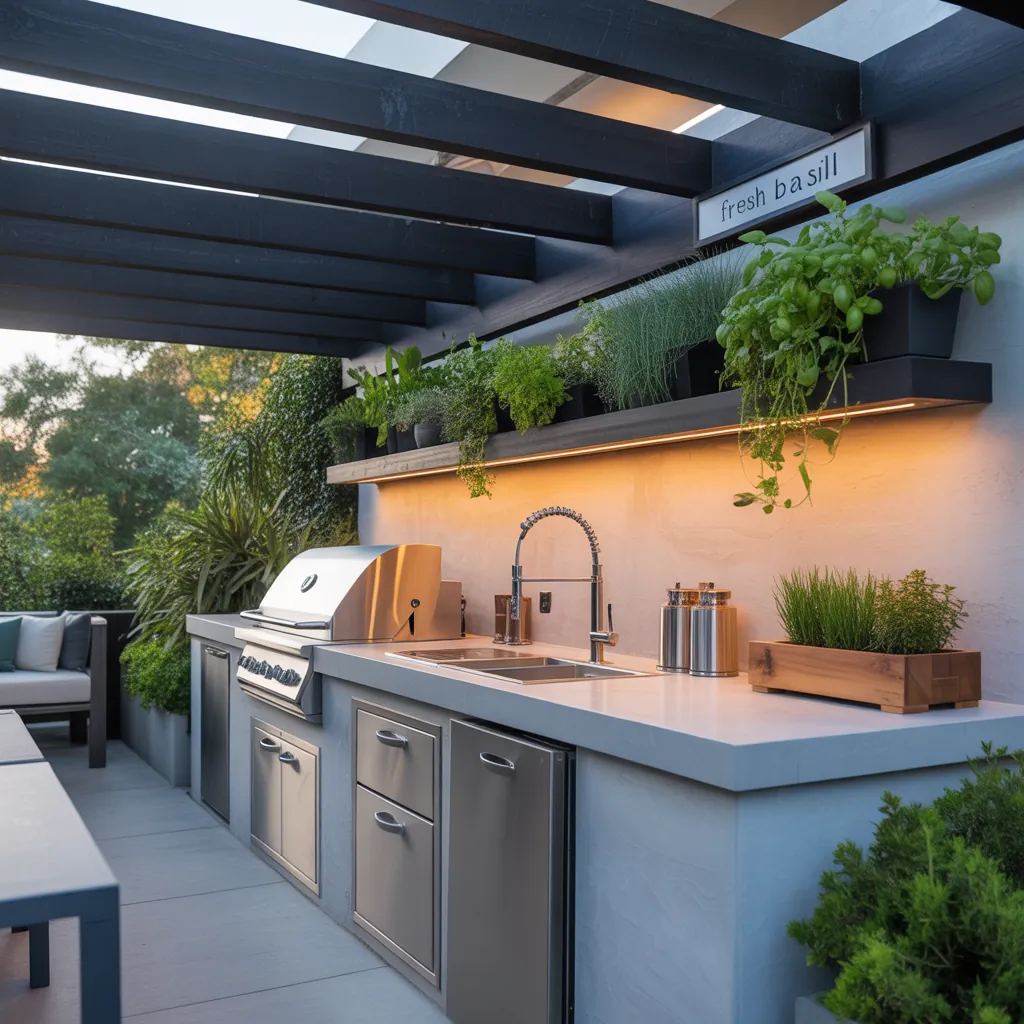 pergola ideas modern outdoor kitchen