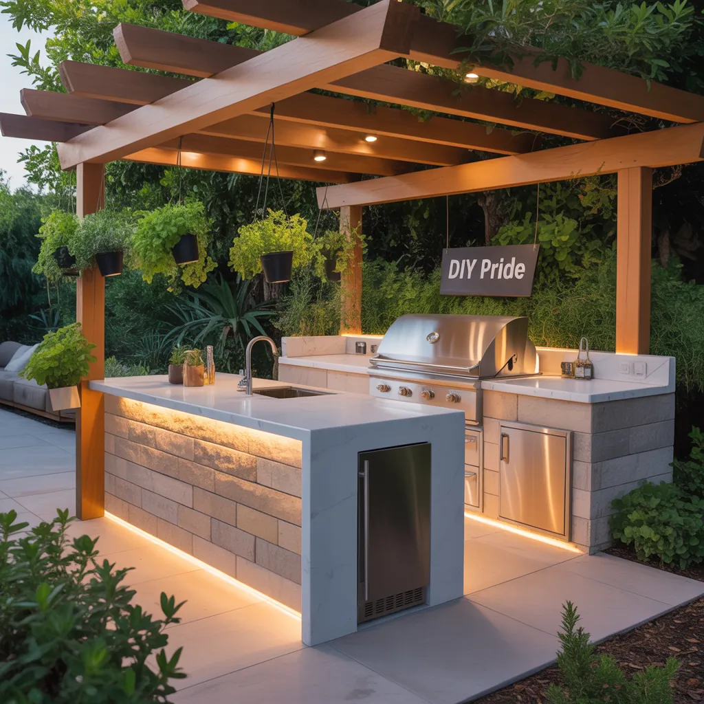 pergola ideas modern outdoor kitchen